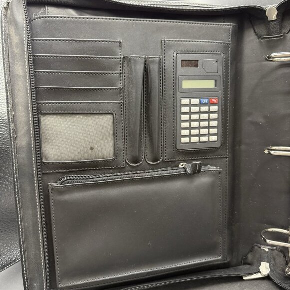 Franklin Covey Black Leather Day Planner Binder Organizer Handles Zipper - Picture 7 of 10